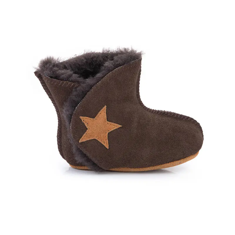 Baby Coffee Cow Suede Side Velcro Wool Toddler Shoes