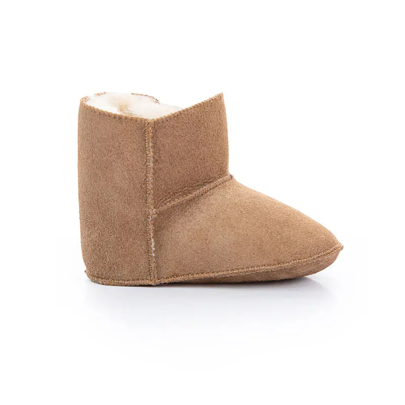 Baby Chestnut Cow Suede Side Velcro Wool Toddler Shoes