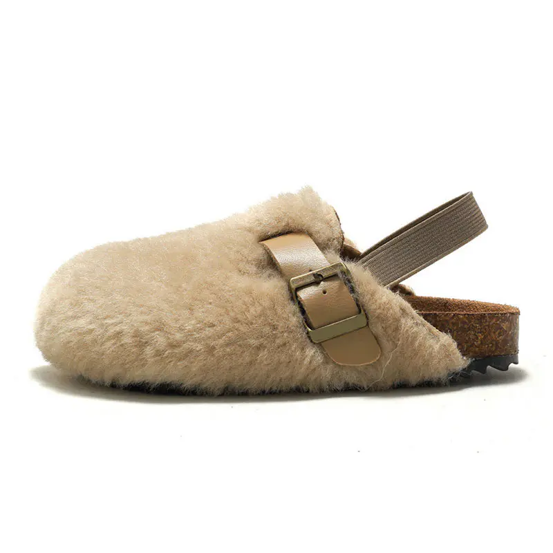 Children’s Beige Wool+Elastic Heel Strap Birkenstocks