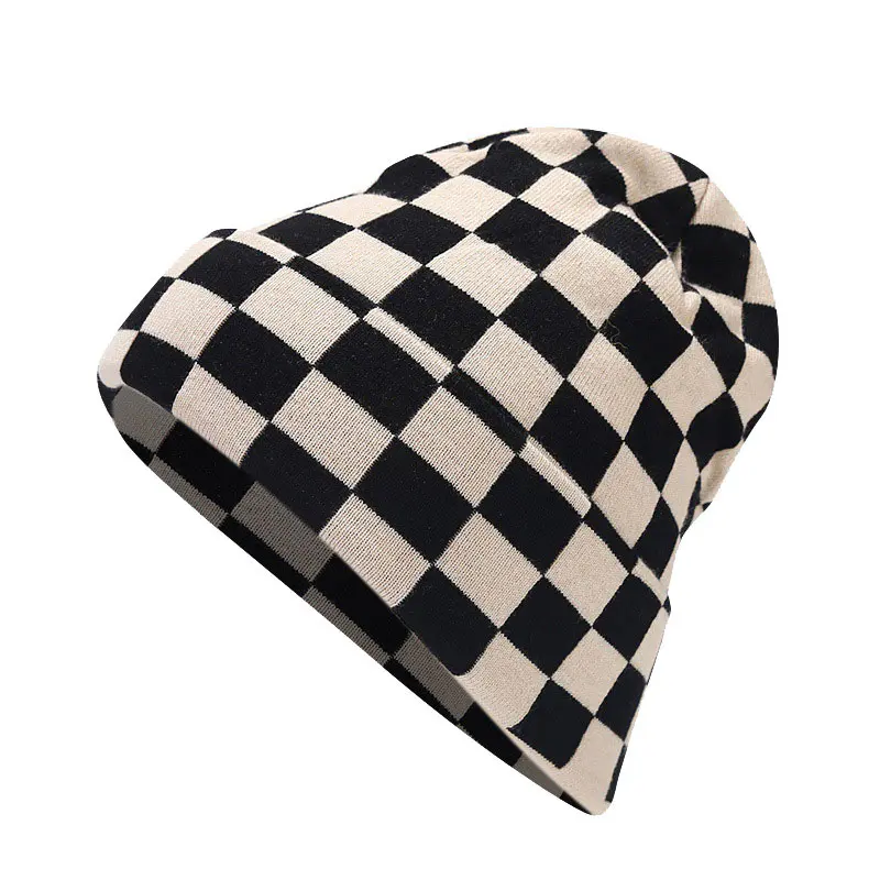 Children’s Checkerboard Plaid Rolled Beanies