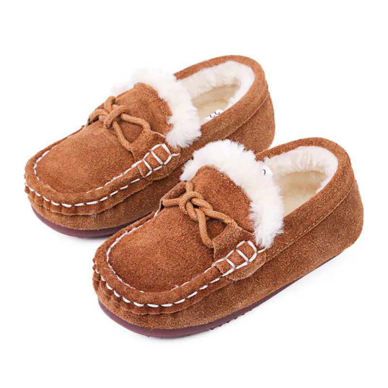 Children’s Chestnut Cow Suede+Knot Wool Loafers