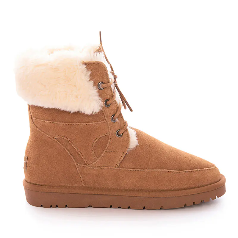 Children’s Chestnut Cow Suede Lace Up Wool Martin Boots