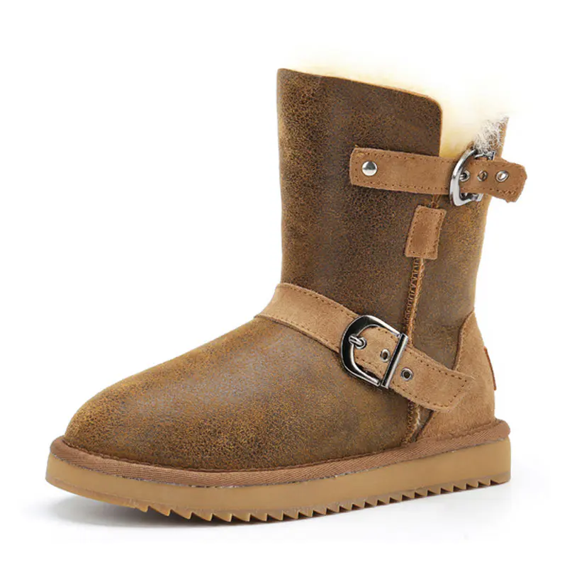 Children’s Yellow Cowhide Wool Boots