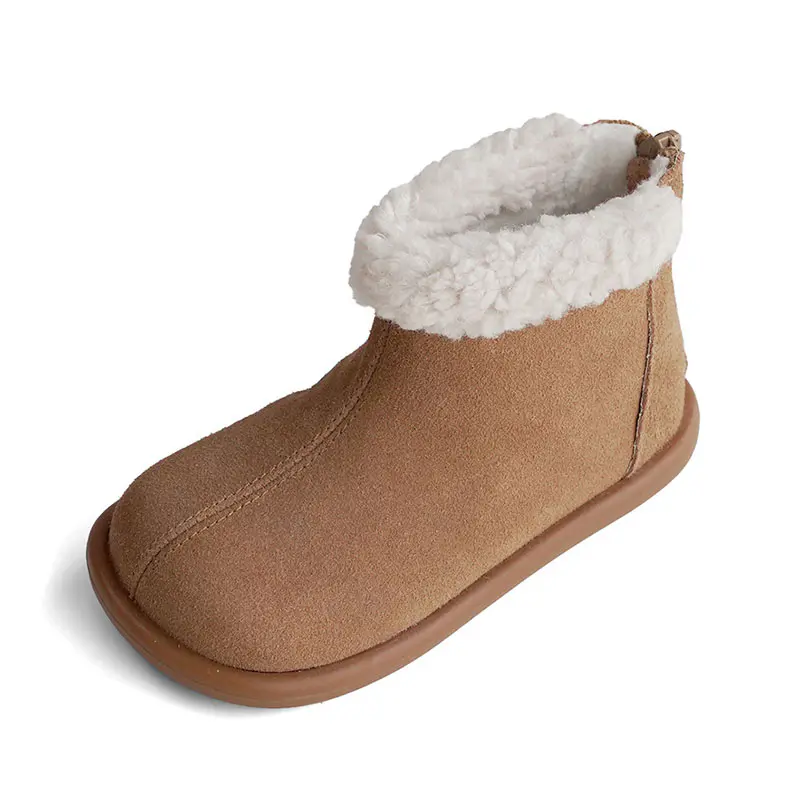 Children’s Chestnut Cow Suede Wool Boots