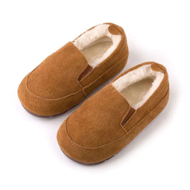Children’s Chestnut Cow Suede Wool Loafers