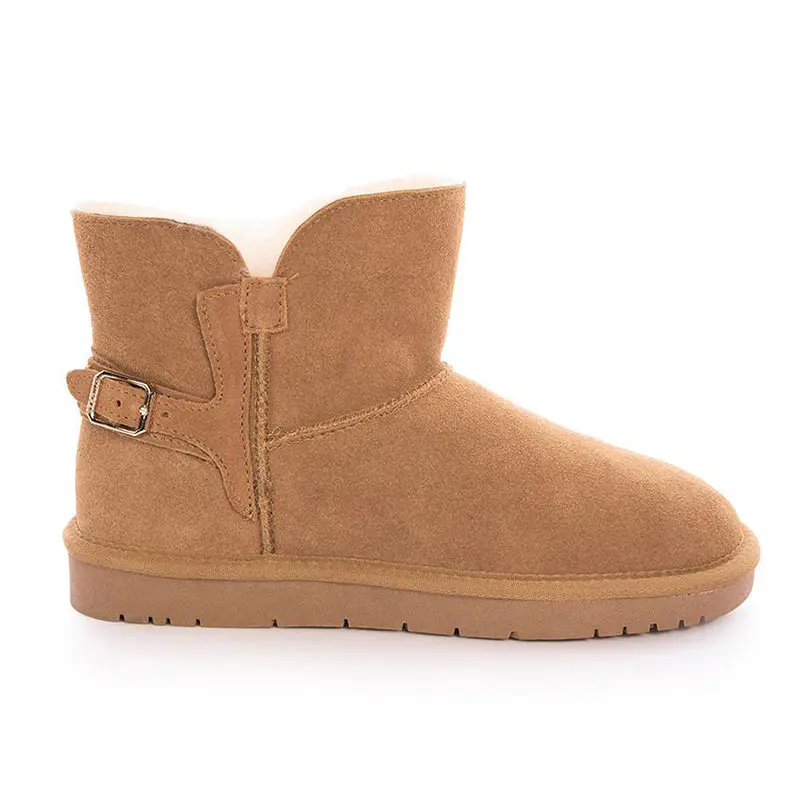 Children’s Chestnut Cow Suede Wool Snow Boots