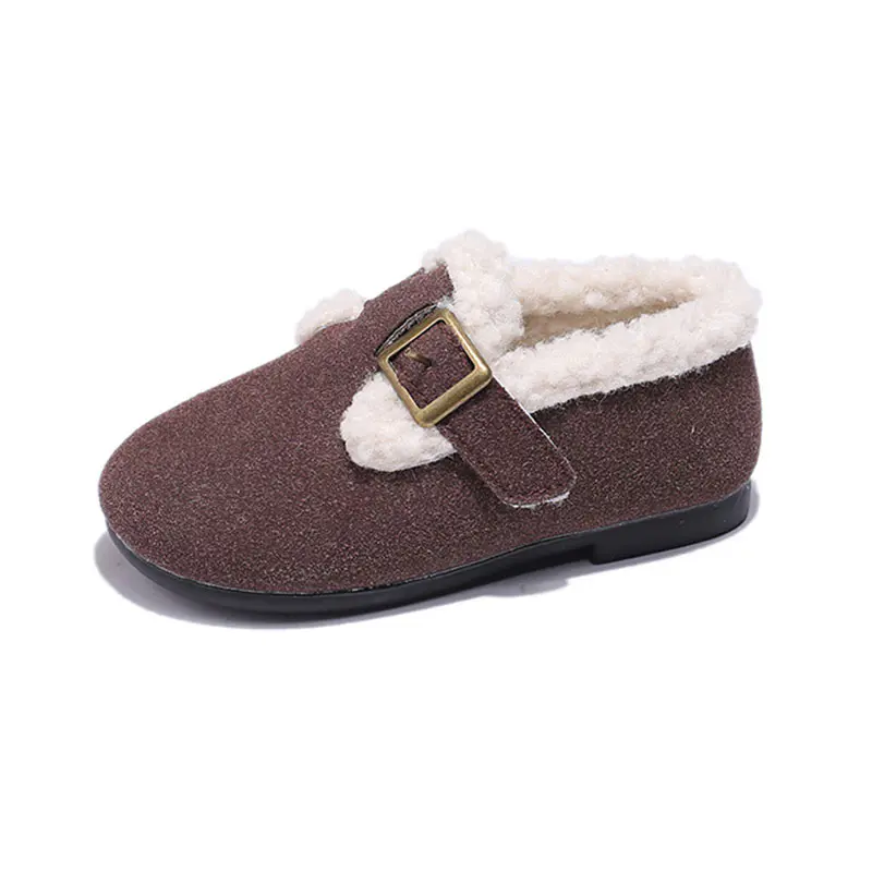 Children’s Dark Brown Cow Suede Wool Birkenstocks