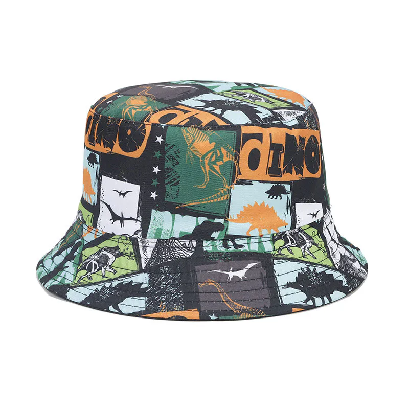 Children’s Dinosaur Graffiti Cotton Shade Fisherman’s Hat