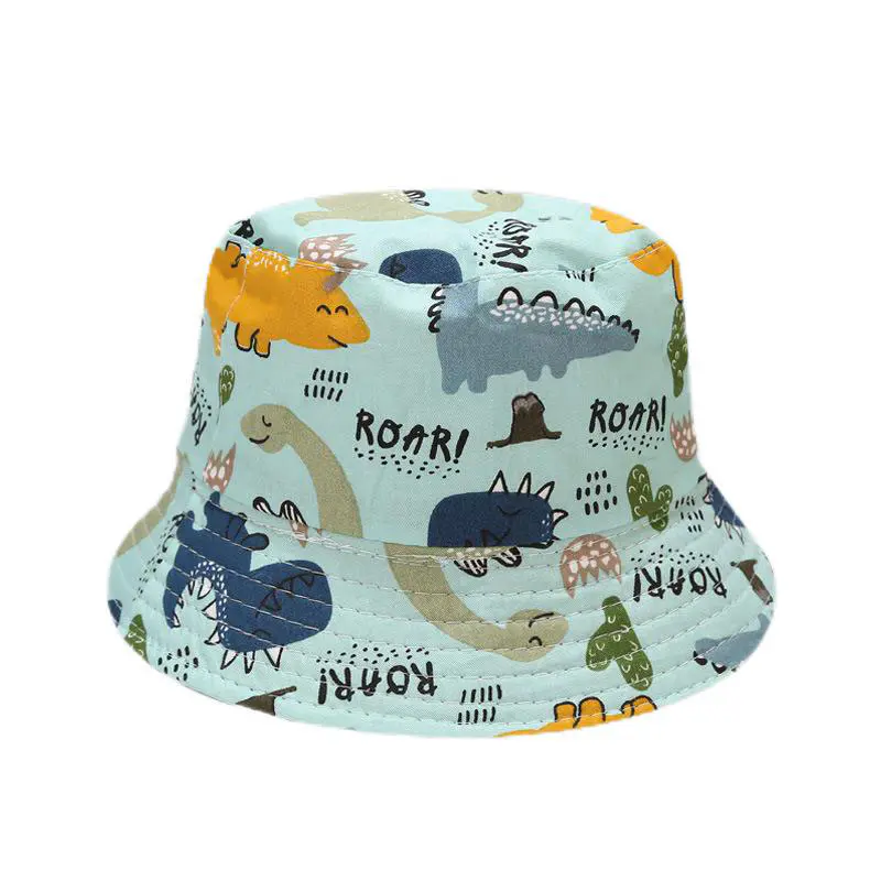 Children’s Green Dinosaur Printed Cotton Shade Fisherman’s Hat