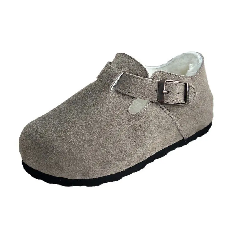 Children’s Grey Cow Suede Wool Birkenstocks