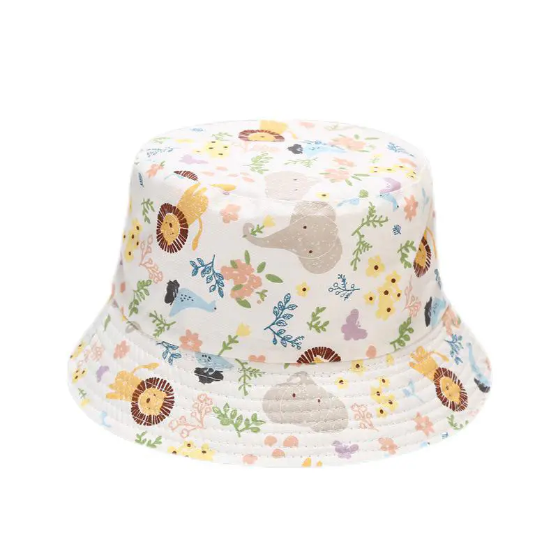 Children’s Grey Elephant Printed Cotton Shade Fisherman’s Hat