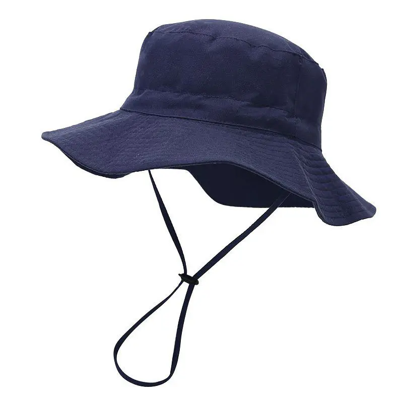 Children’s Navy Cotton Shade Fisherman’s Hat with Drawstring
