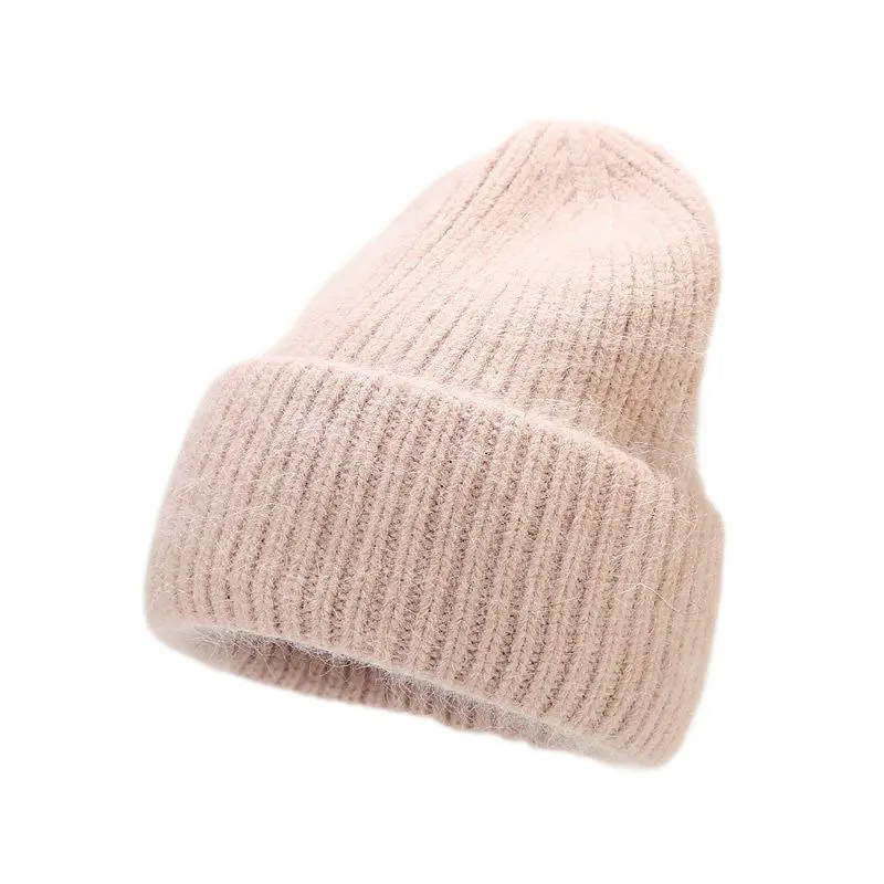 Children’s Pink Angora Rabbit Fur Beanies