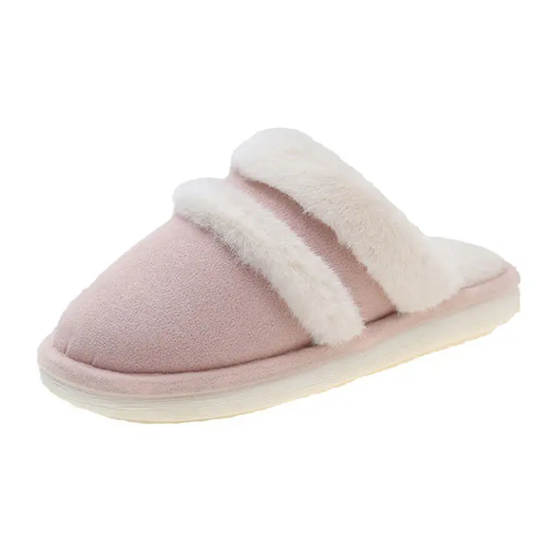 Children’s Pink Cow Suede Wool Covered Toe Slippers