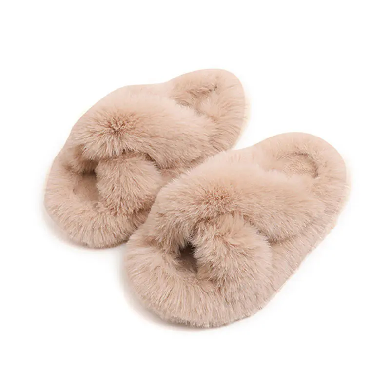 Children’s Pink Crossed Wool Wrap Slippers