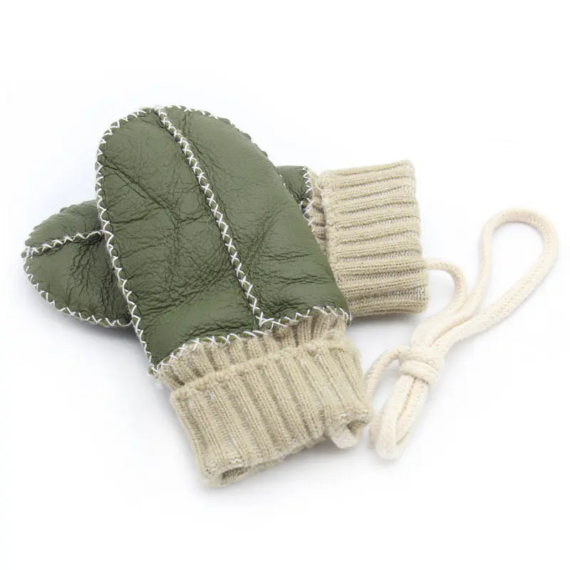 Children’s Green Merino Sheepskin Mittens