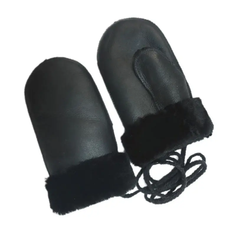 Children’s Black Merino Sheepskin Mittens