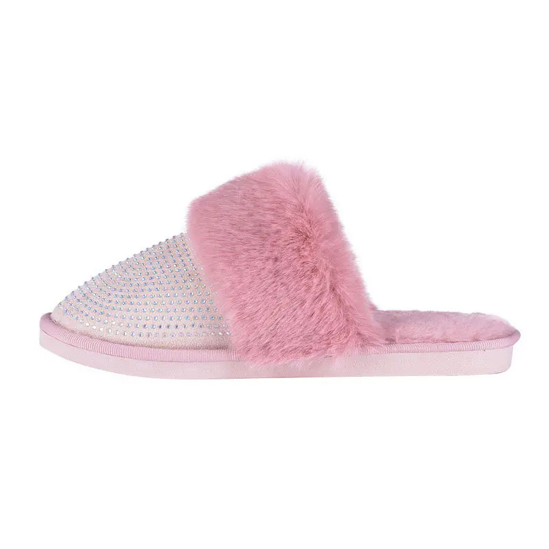Children’s Pink Rhinestone Wool Slippers