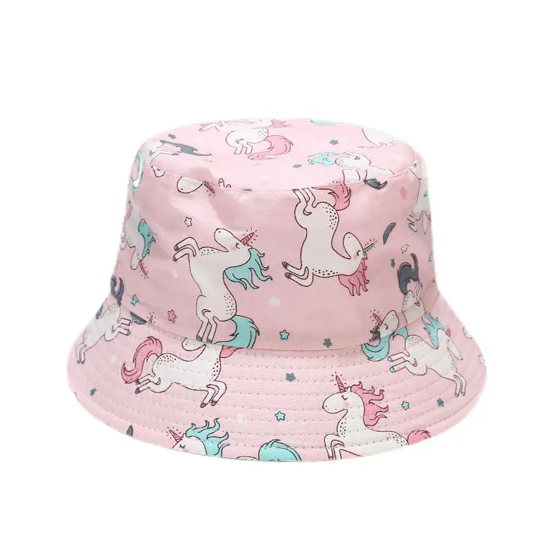 Children’s Pink Unicorn Printed Cotton Shade Fisherman’s Hat