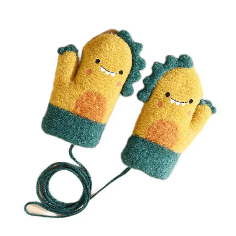 Children’s Yellow Dinosaur Warm Mitten