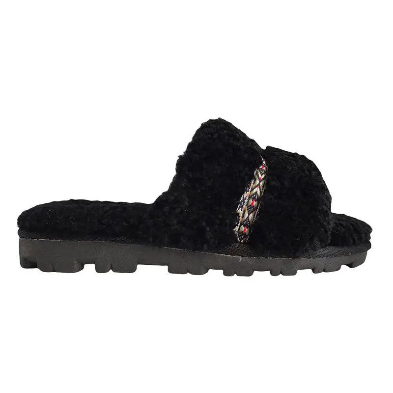 Ethnic Style Lamb’s Wool Platform Slippers