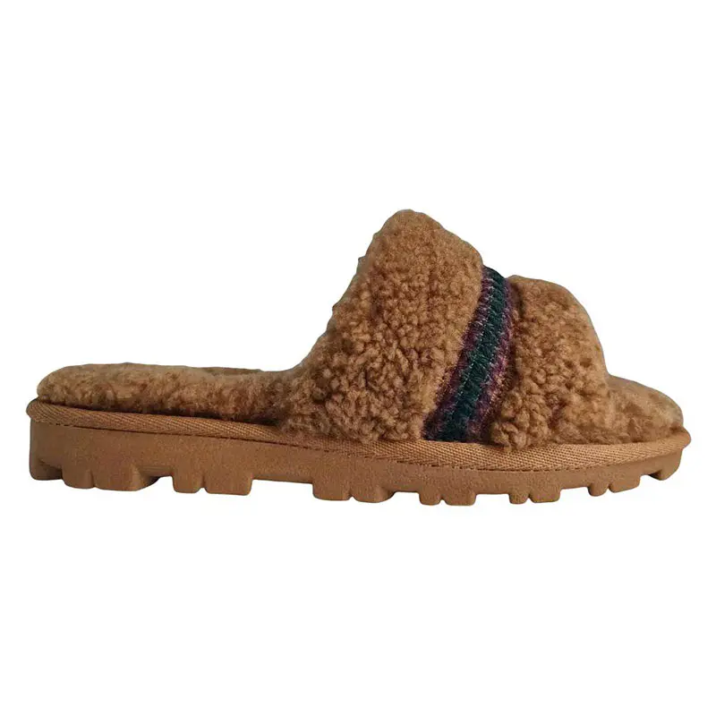Ethnic Style Lamb’s Wool Platform Slippers