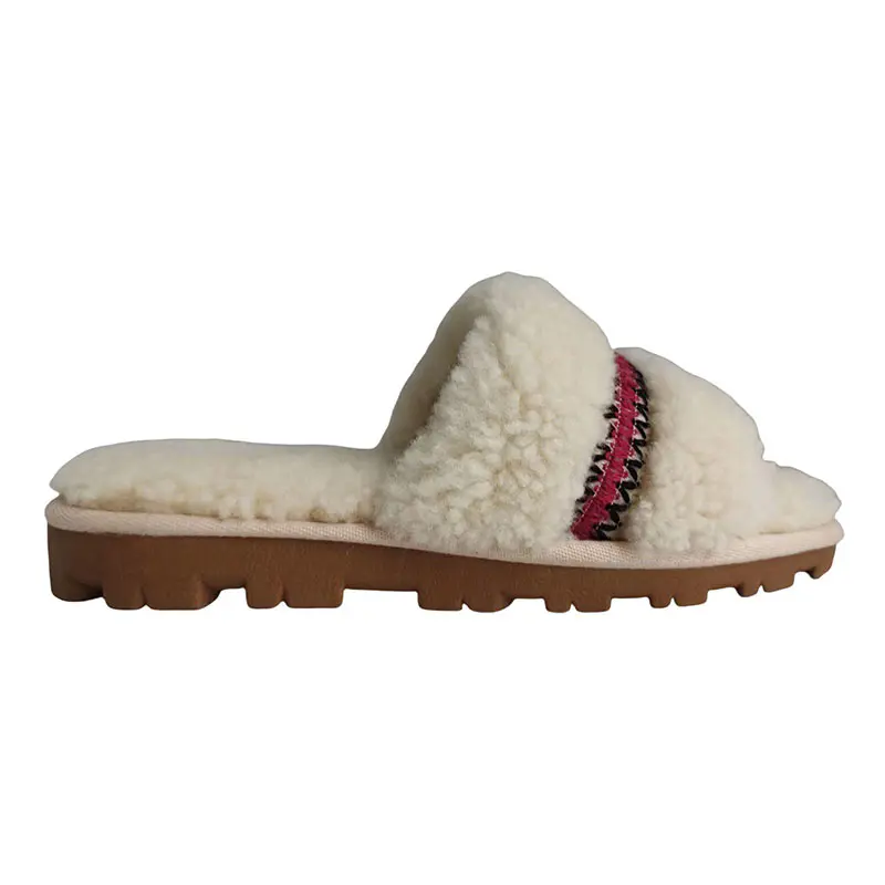 Ethnic Style Lamb’s Wool Platform Slippers
