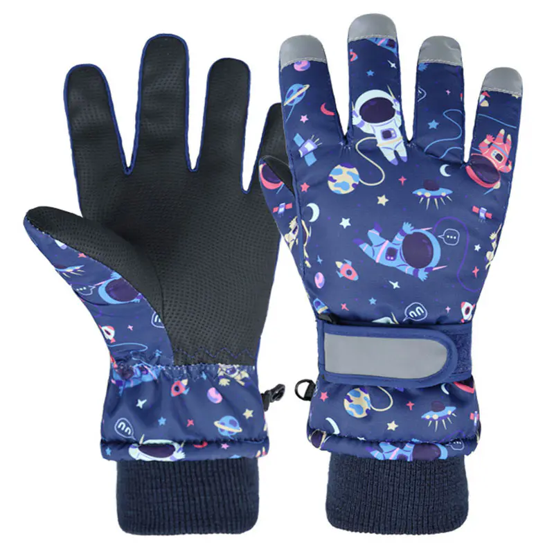 Children’s Winter Blue Astronaut Waterproof Anti-slip Touchscreen Ski Gloves