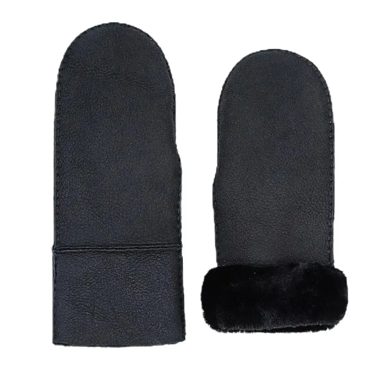 MaxW Winter Women’s Black Merino Sheepskin Mittens