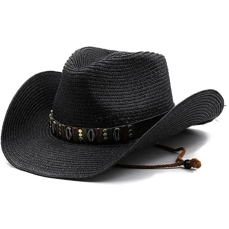 Men’s Black Beach Cowboy Straw Hat