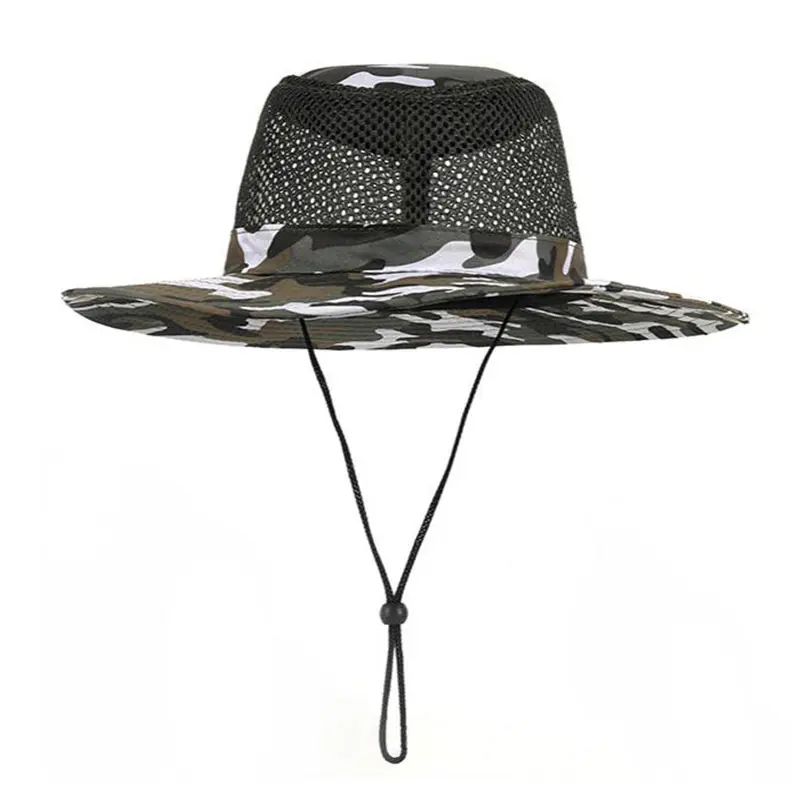 Men’s Black Coffee Camouflage Outdoor Breathable Sun Hat