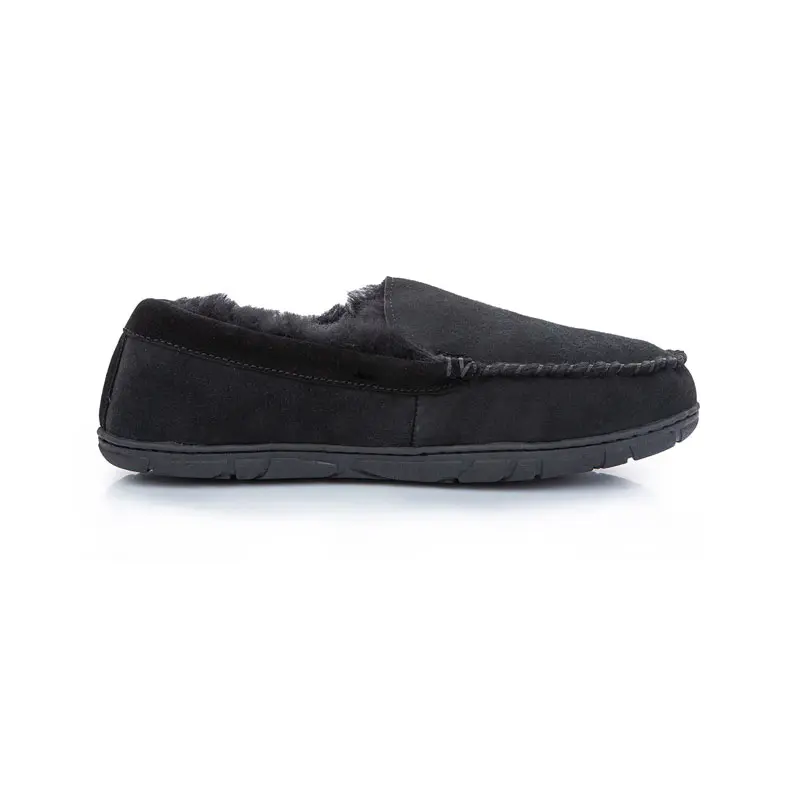 Men’s Black Cow Suede Wool Loafers
