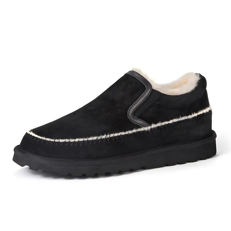 Men’s Black Cow Suede Wool Loafers