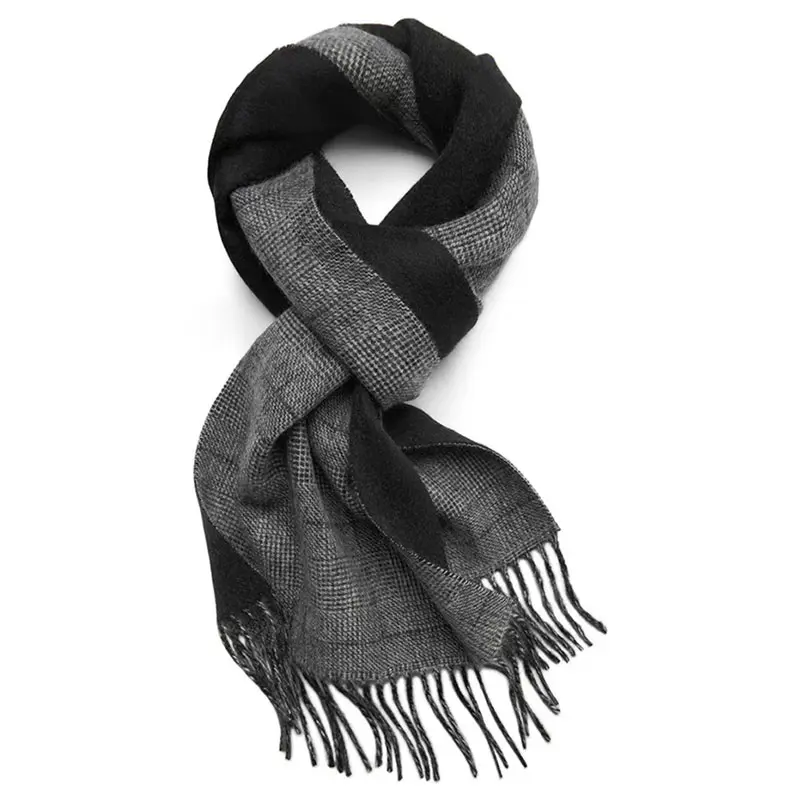 Men’s Black+Grey Double Sided Cashmere Scarf