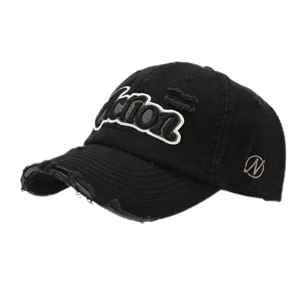 Men’s Black Torn Hole Baseball Cap