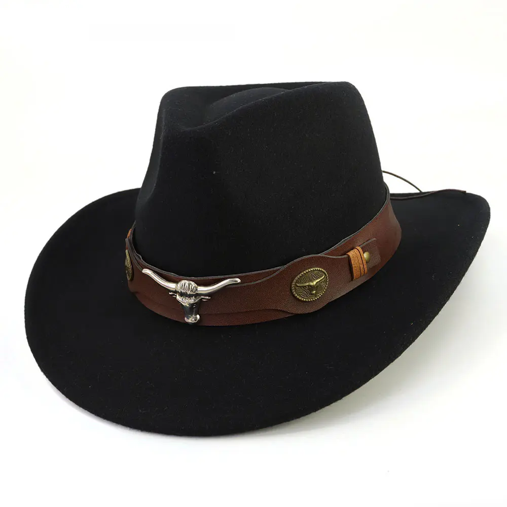 Men’s Black Woollen Cowboy Hat