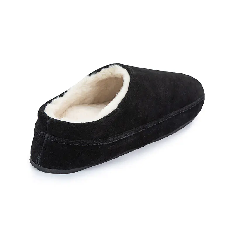 Children’s Black Cow Suede Plush Slippers