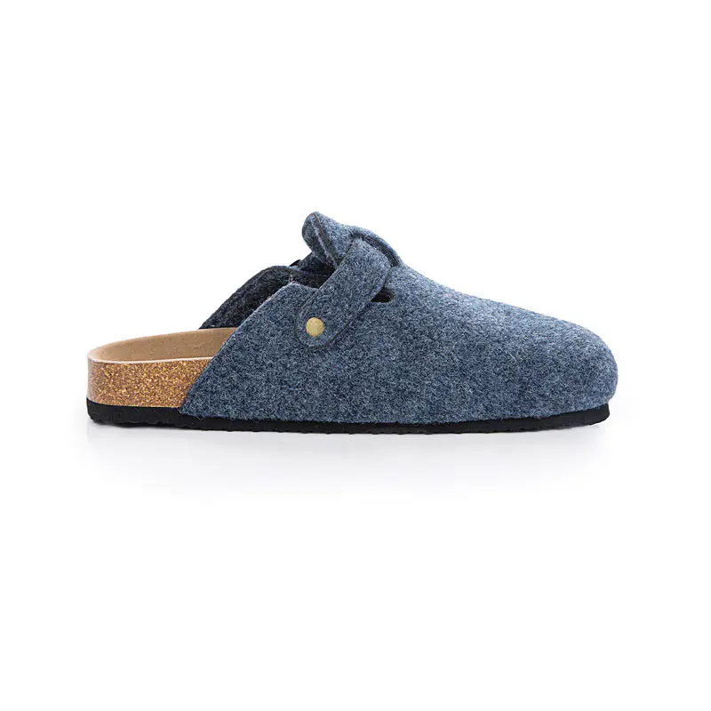 Children’s Blue Wool Felt Cork Slippers