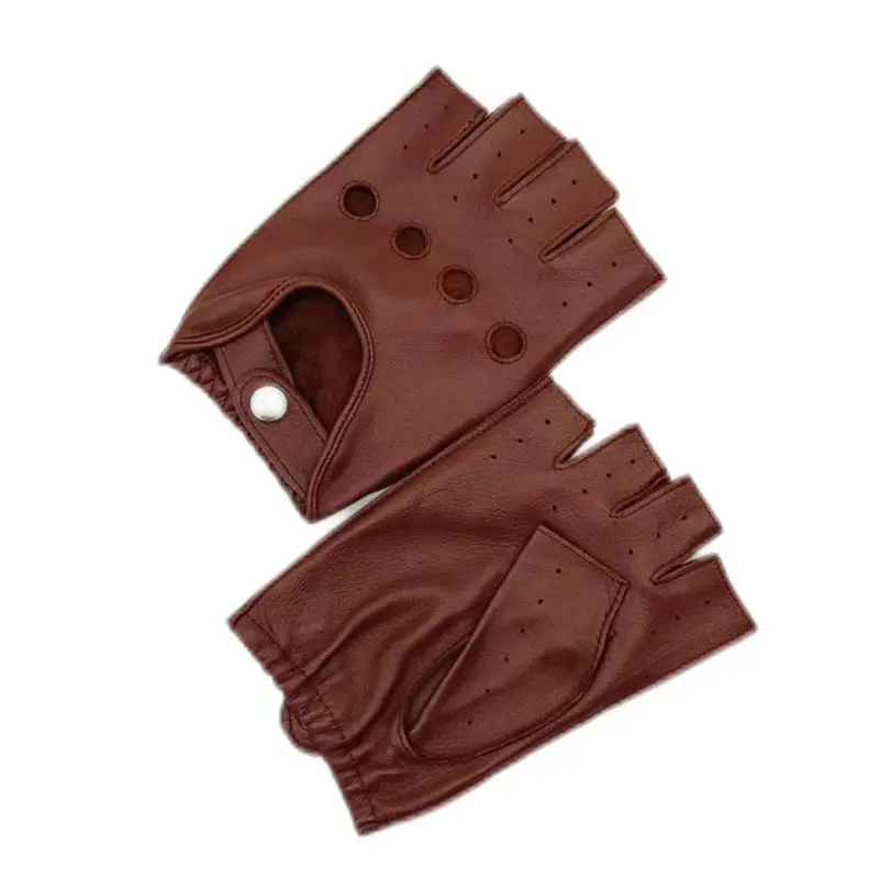 Men’s Brown Unlined Driving Leather Gloves