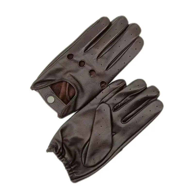Men’s Brown Unlined Driving Leather Gloves