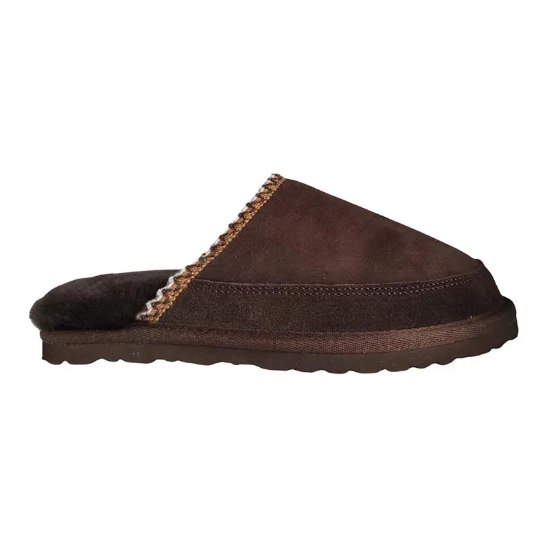 Men’s Chocolate Cow Suede Covered Toe Wool Slippers