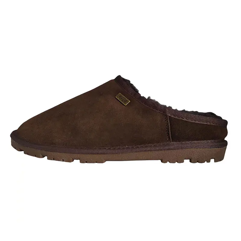 Men’s Chocolate Cow Suede Wool Slippers
