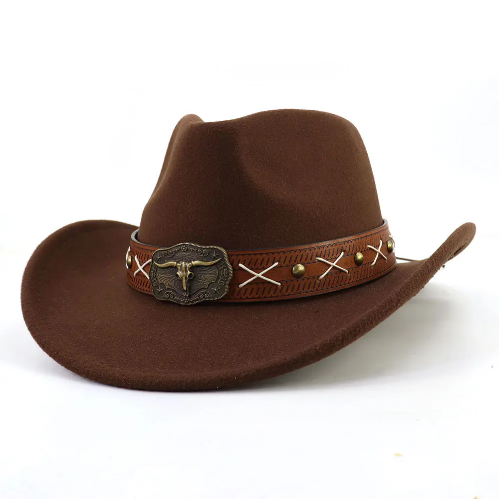 Men’s Coffee Woollen Cowboy Hat