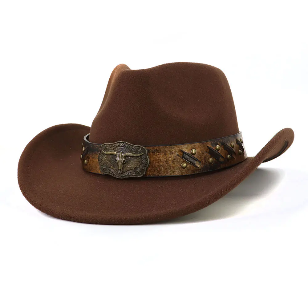 Men’s Coffee Woollen Cowboy Hat