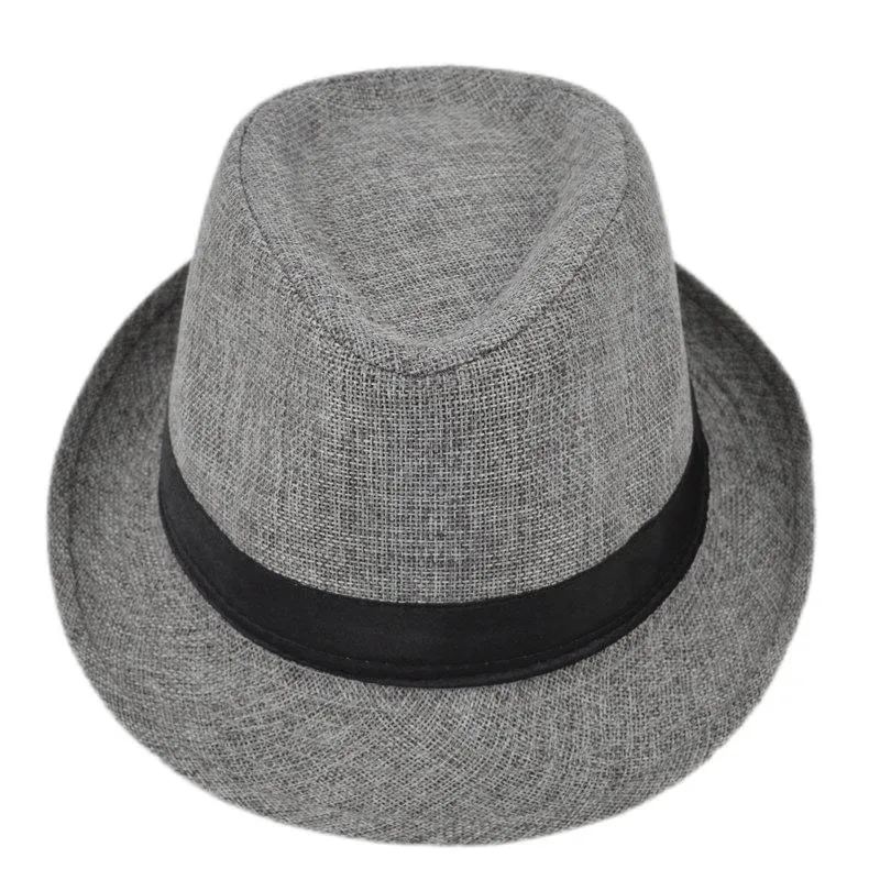 Men’s Dark Gray British Style Linen Jazz Hat