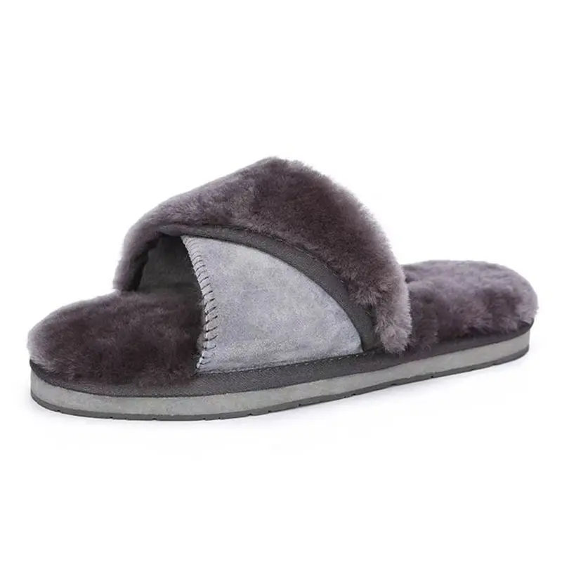 Men’s Dark Gray Folded Wool Slippers