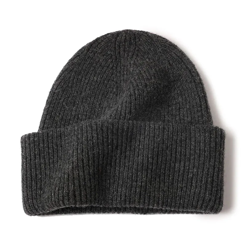 Men’s Dark Grey Cashmere Rolled Beanies