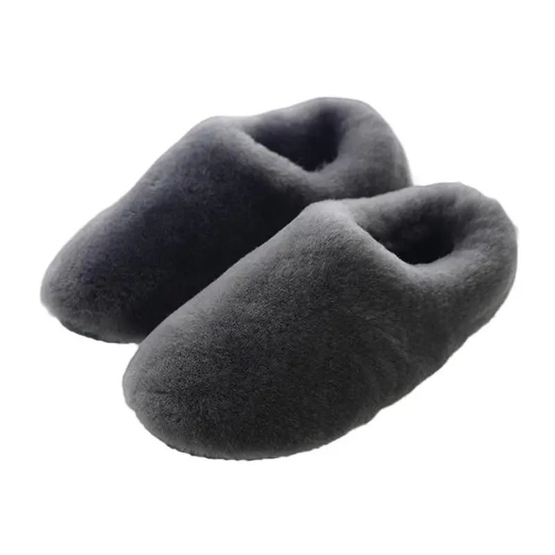 Men’s Dark Grey Covered Toe Covered Heel Wool Slippers