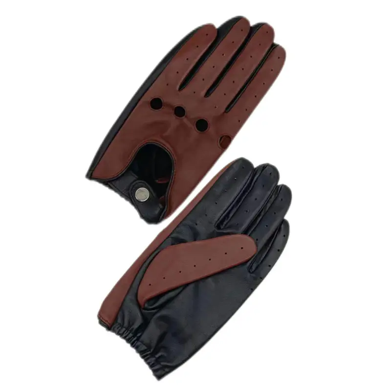 Men’s Double Patchwork Unlined Driving Leather Gloves