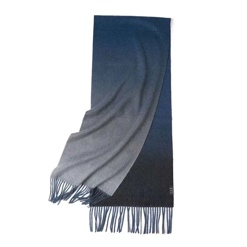 Men’s Grey and Blue Gradient Cashmere Scarf